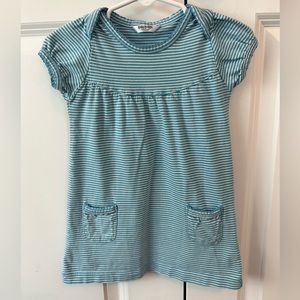 Baby Boden Girls Blue and White Striped Dress (Size 6-12 Months)